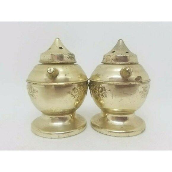 Vintage Japan Teapot Salt & Pepper Shakers Tea Pots Embossed Floral S&P Elegan - Picture 6 of 12